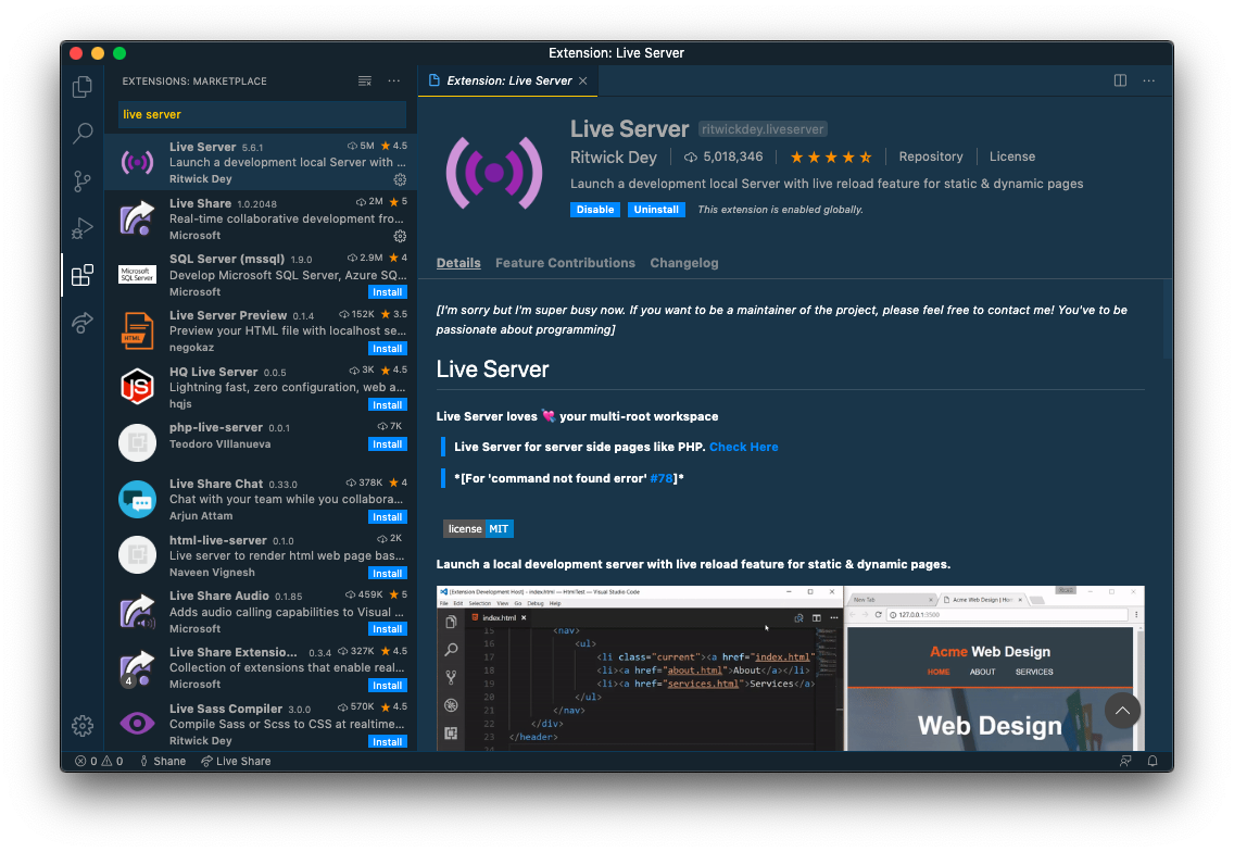 Live Server Extension