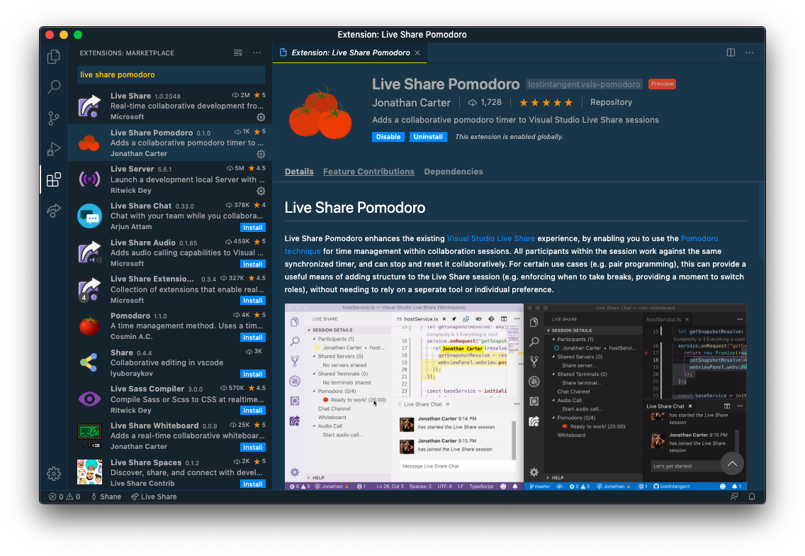 Live Share Pomodoro Extension